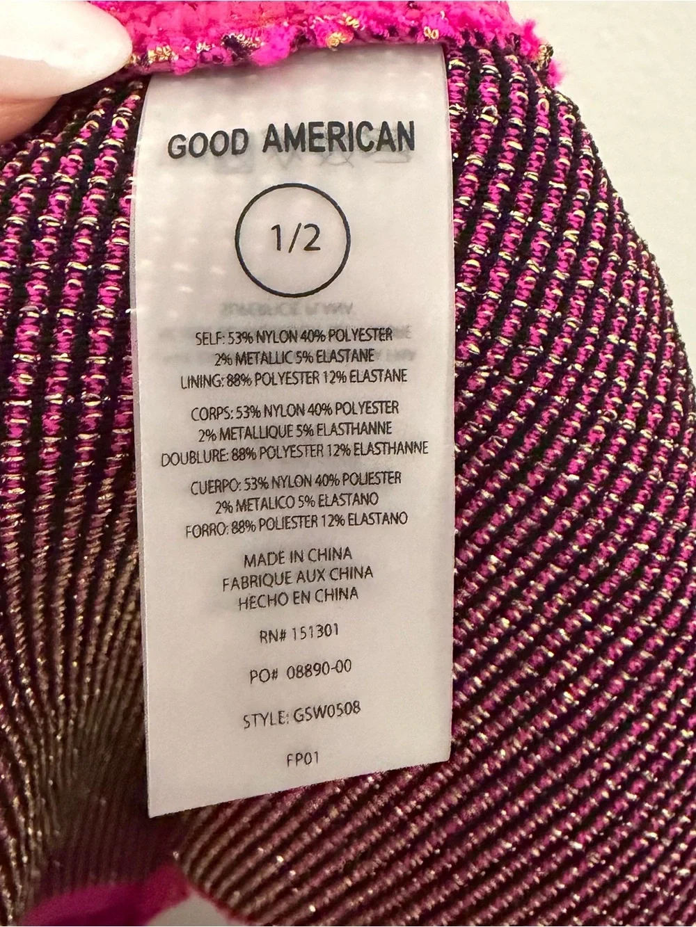 Good American Always Fits Bikini Bottom Fuchsia Pink